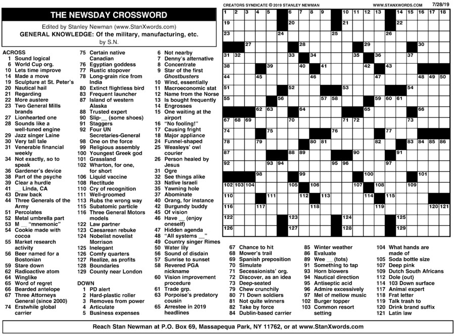 Newsday Crossword Sunday Creators Syndicate
