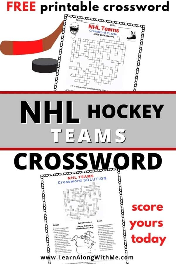 NHL Hockey Teams Crossword fun Free Printable PDF Puzzletainment 