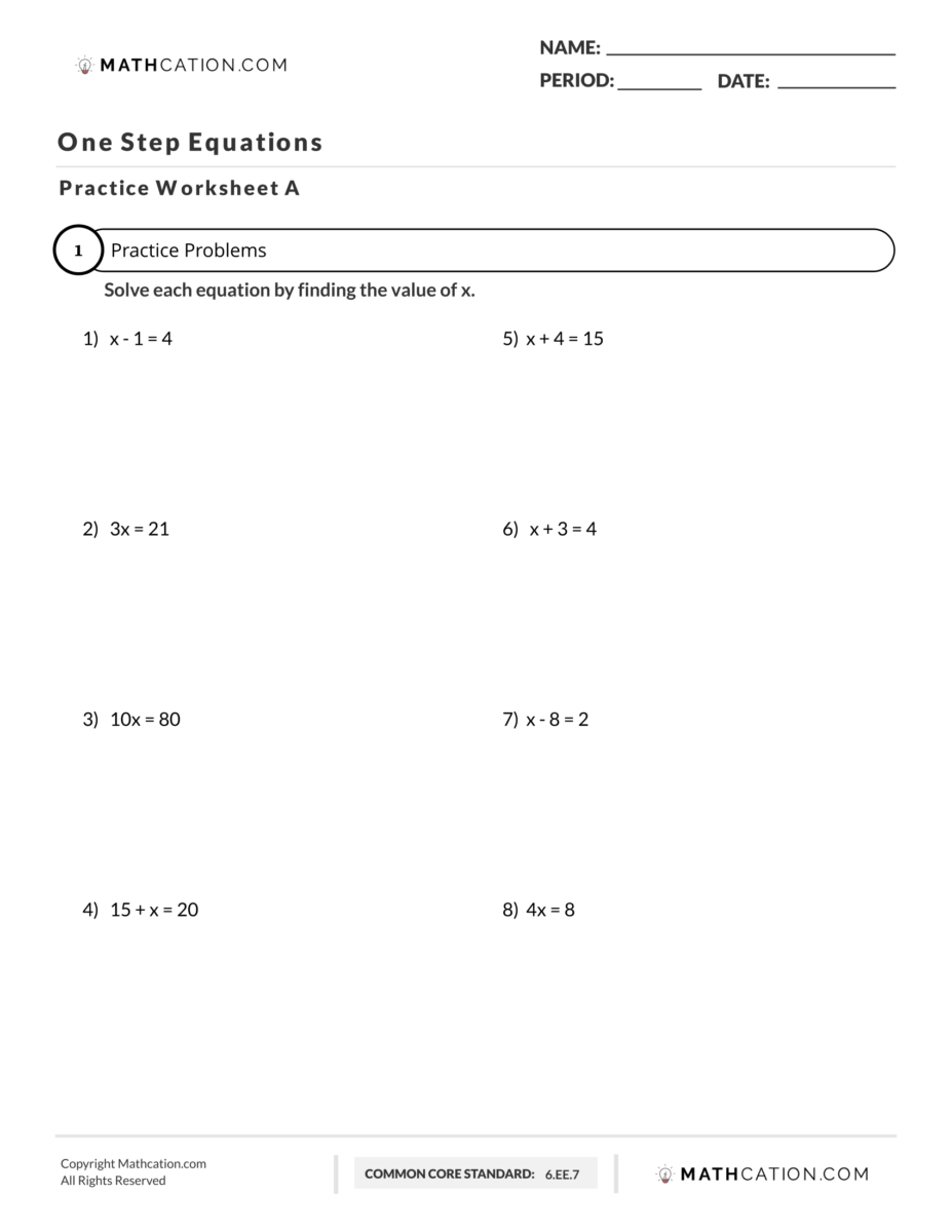 One Step Equations Worksheet Live Worksheets Worksheets Library