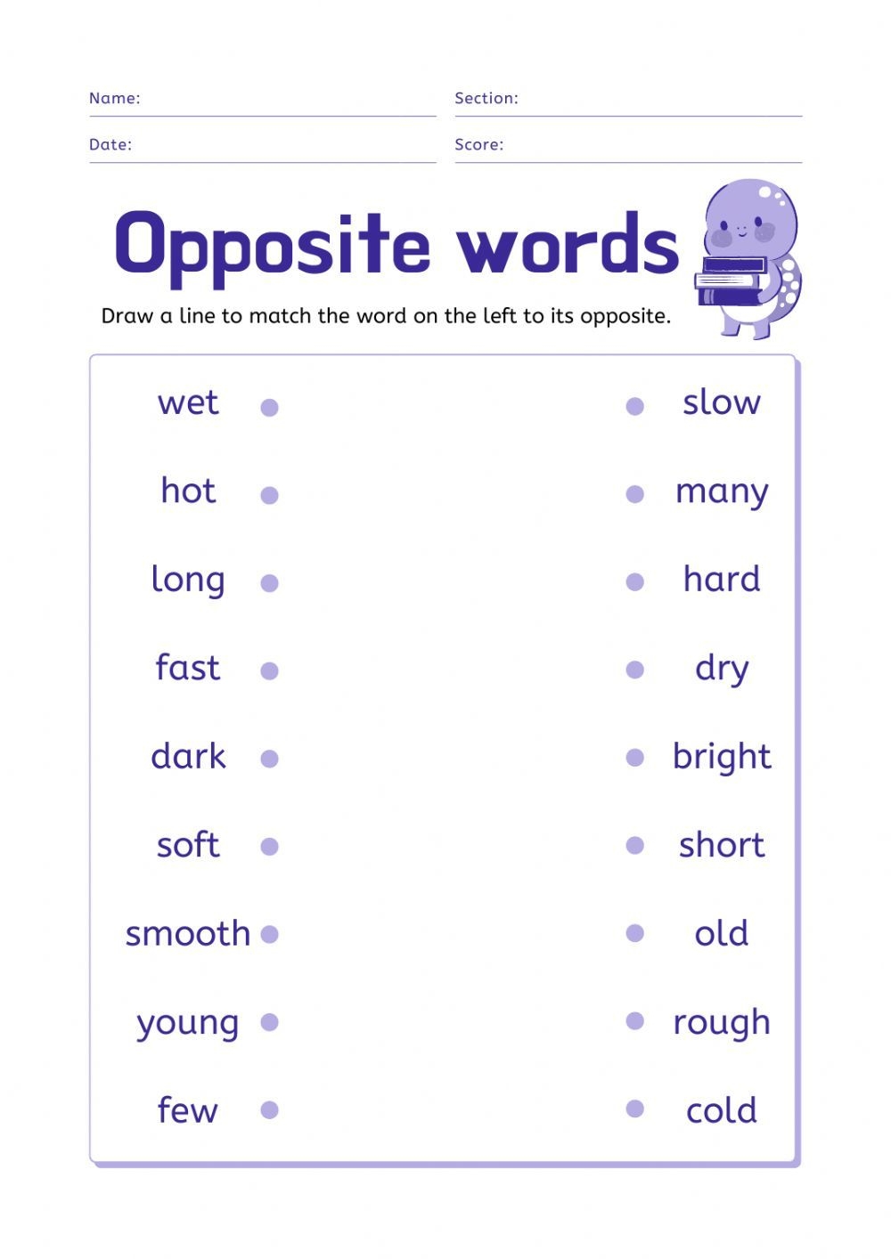 Opposite Word Worksheet 2nd Grade Worksheets Opposite Words 1st 