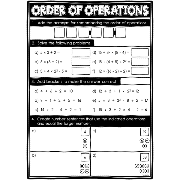 Order Of Operations Worksheet Top Teacher Worksheets Library