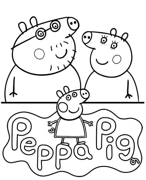 Peppa Coloring Page Pigs Family