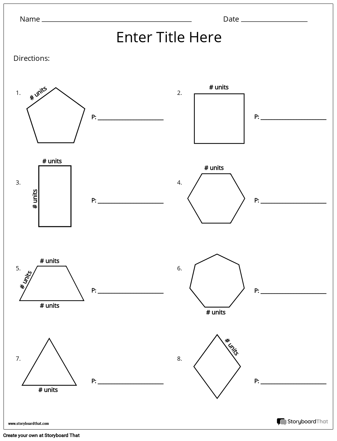 Perimeter Shapes Template Storyboard Von Worksheet templates 