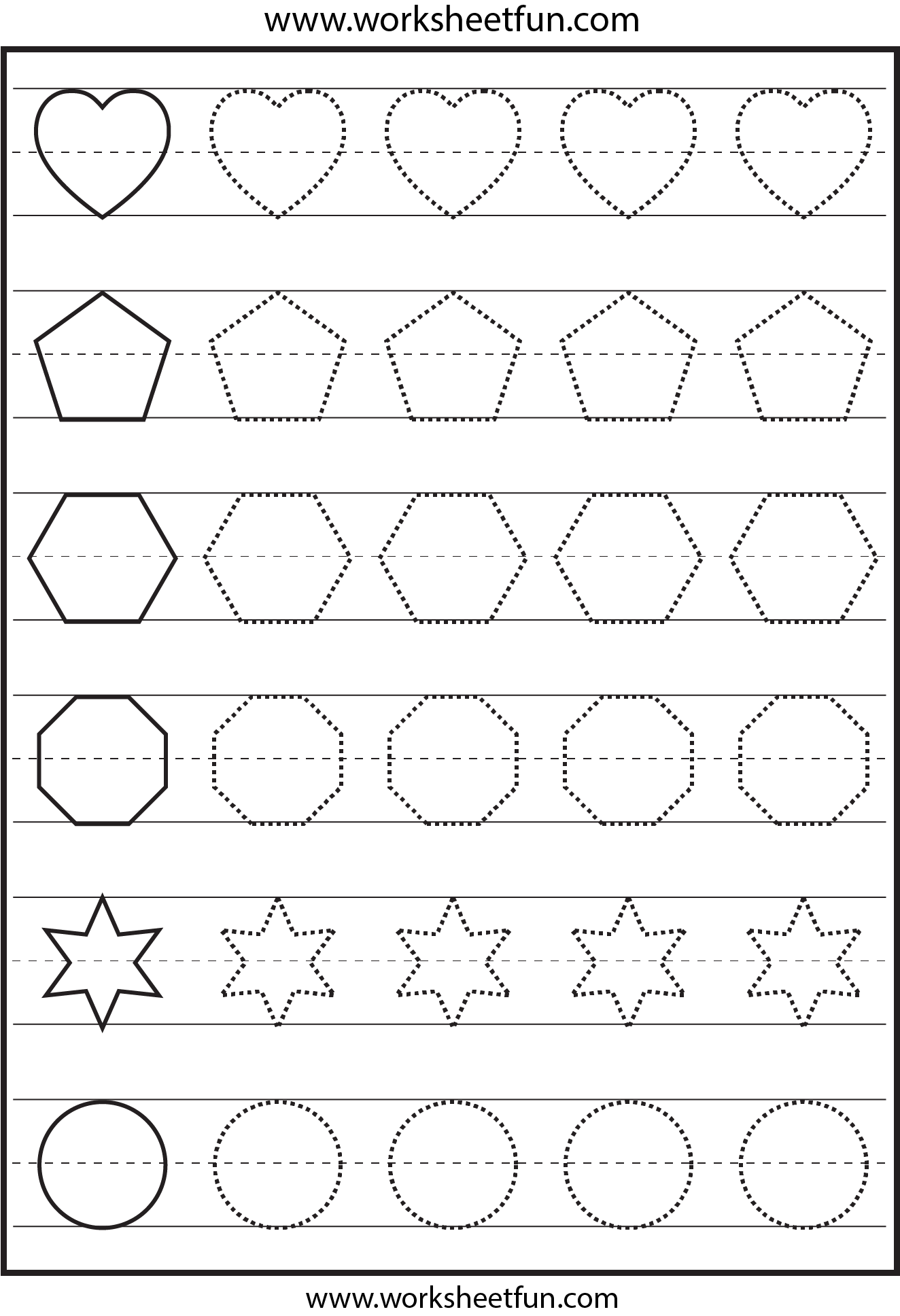 Preschool Printable Worksheets Shapes Worksheet Tracing Stars 