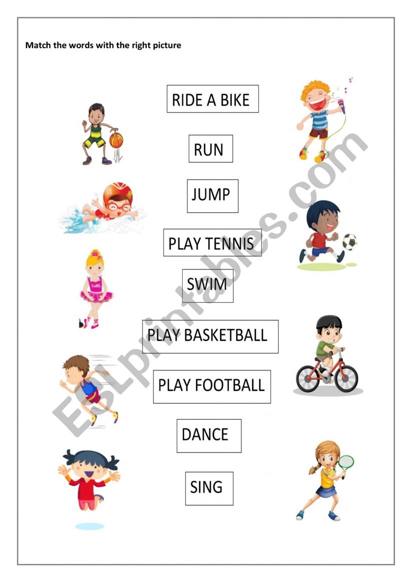 Preschoolers Worksheet About Hobbies And Sports Activities ESL 