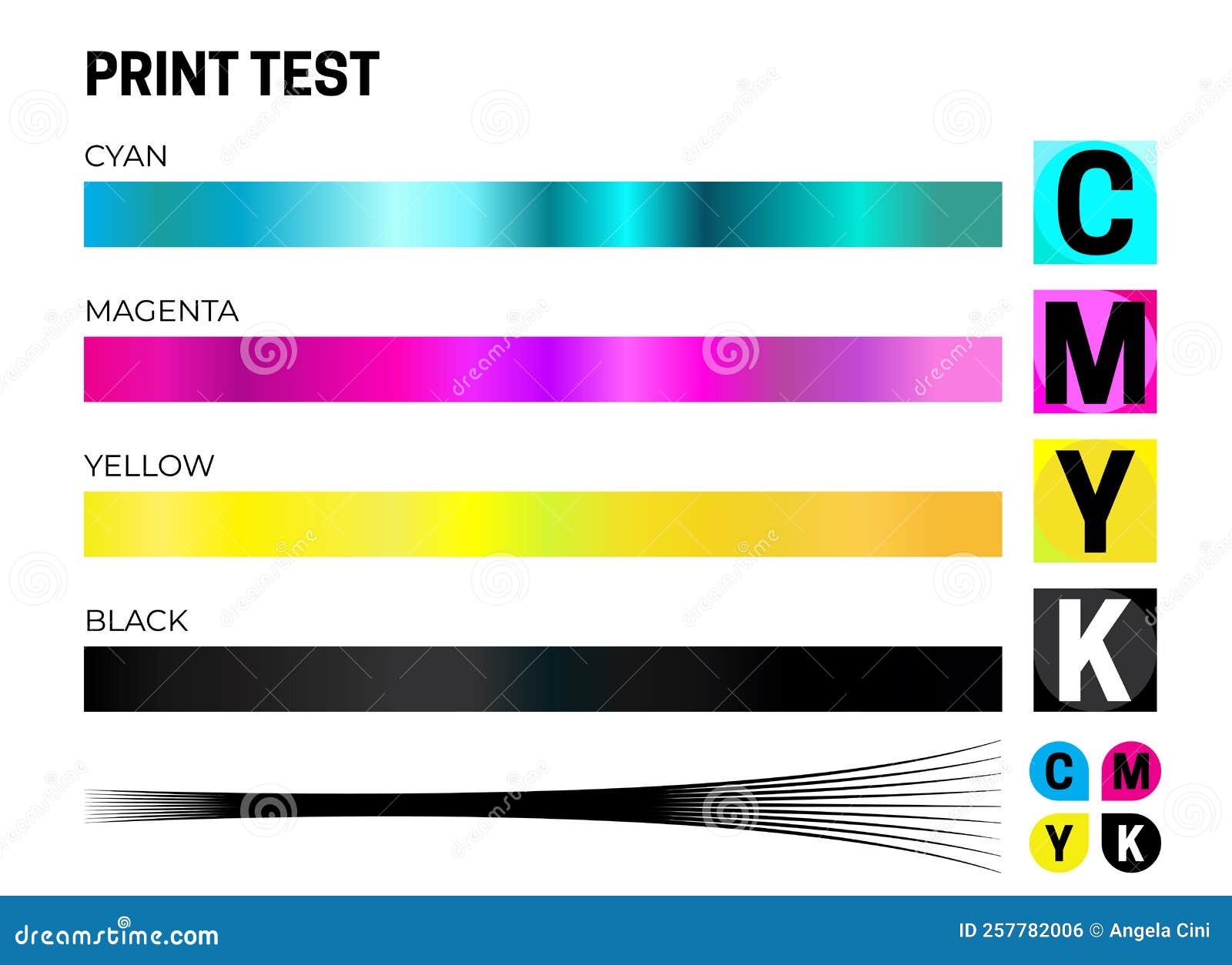 Print Test CMYK Calibration Illustration With Color Test 