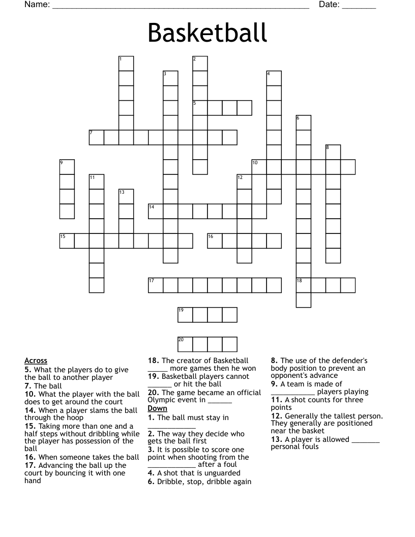 Printable Basketball Crossword Puzzles Printable Cros Vrogue co