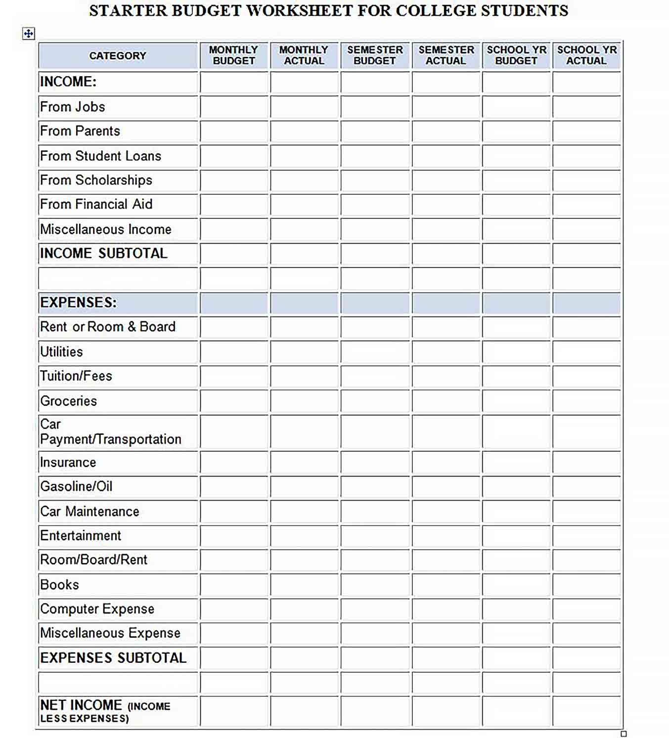 Printable Budgeting Worksheets For Adults Printable Worksheets
