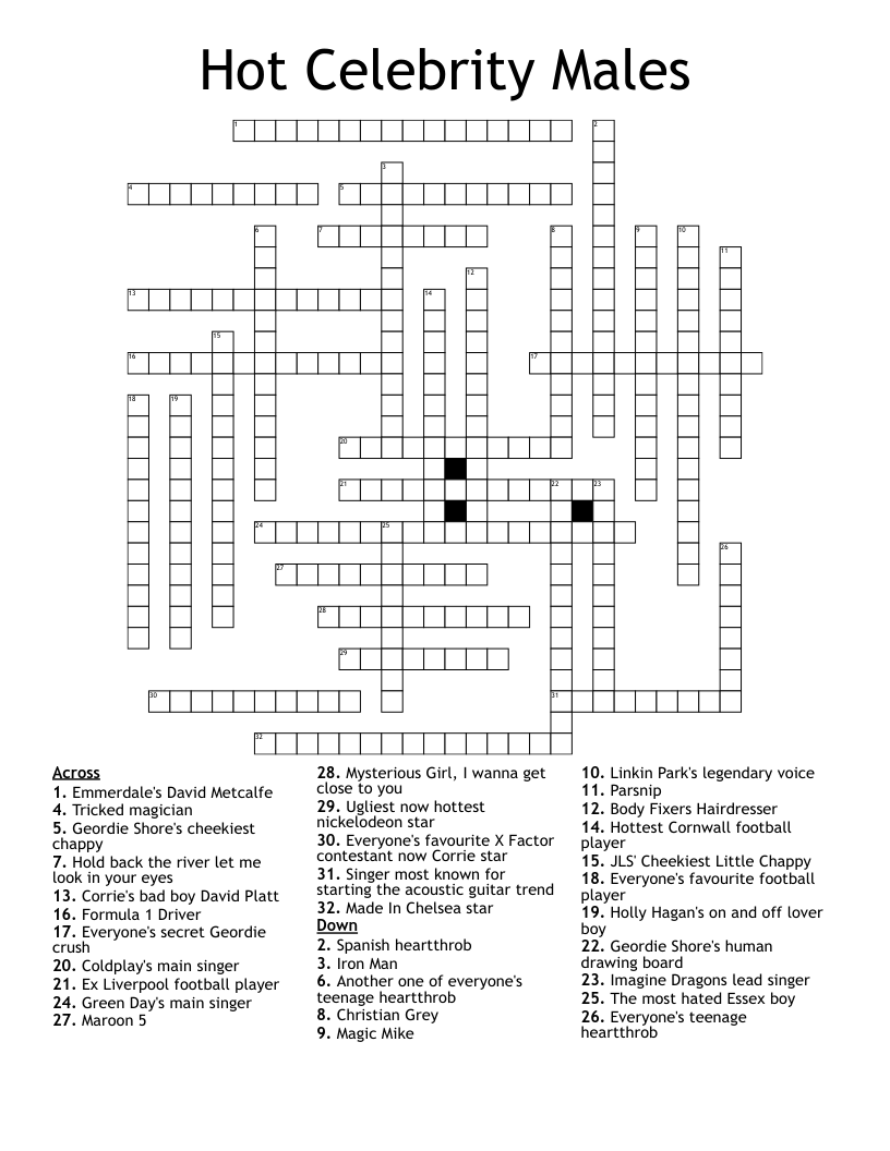 Printable Celebrity Crossword Puzzles Crossword Puzzles Printable