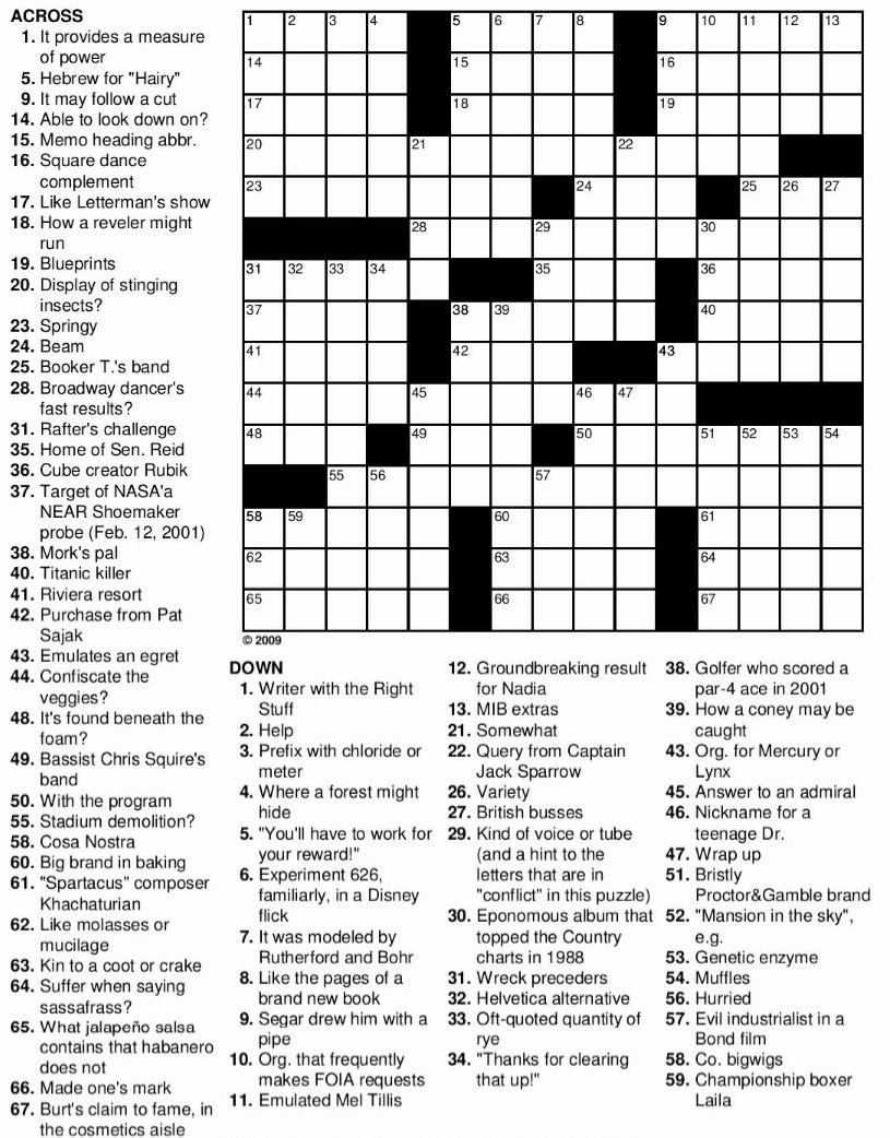 Printable Chicago Tribune Crossword Printable JD