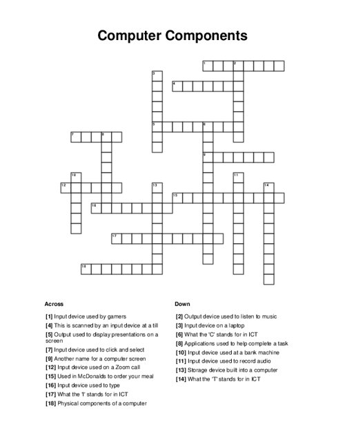 Printable Computer Crossword Puzzles With Answers Printable Crossword 