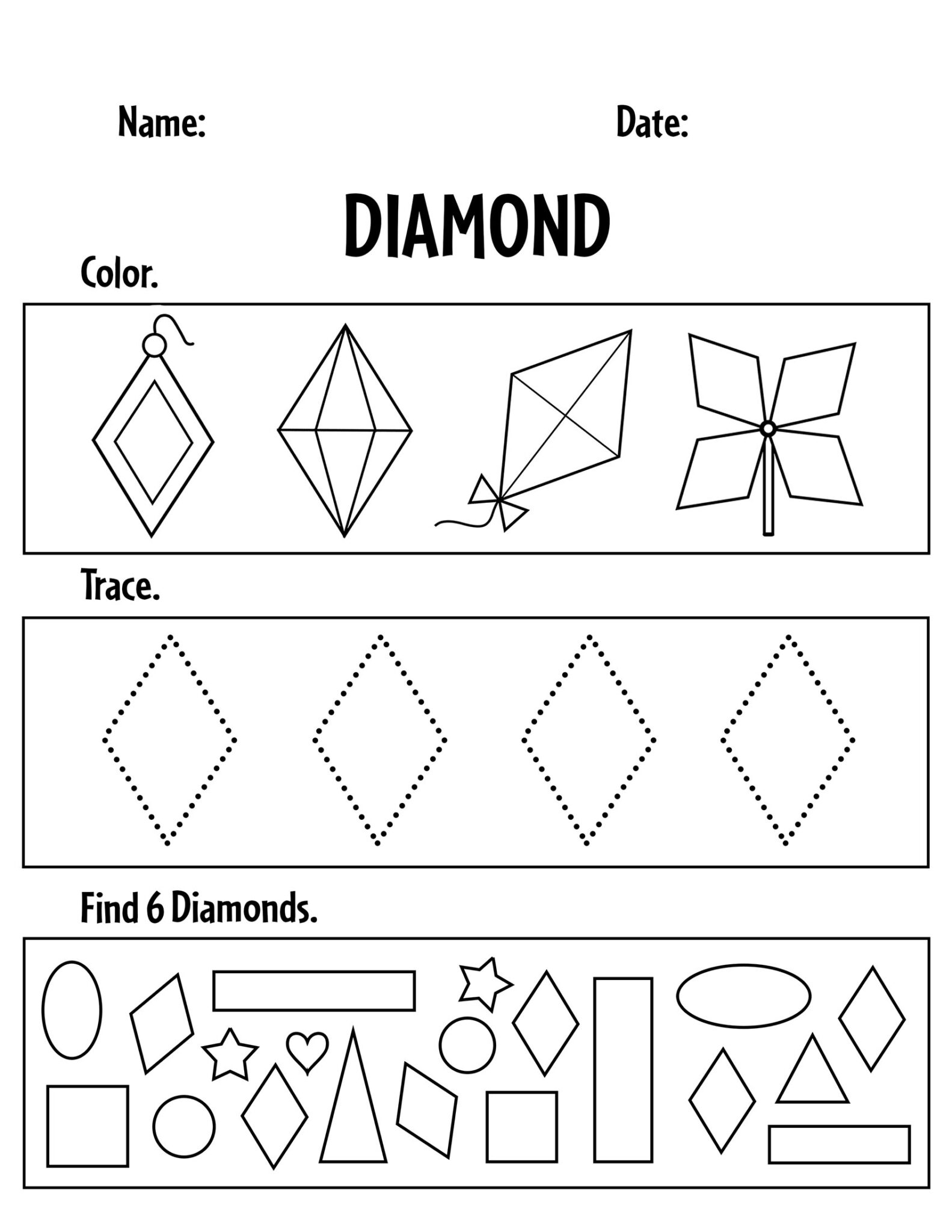 Printable Diamond Shape Worksheet For Preschool Bmp P Vrogue co