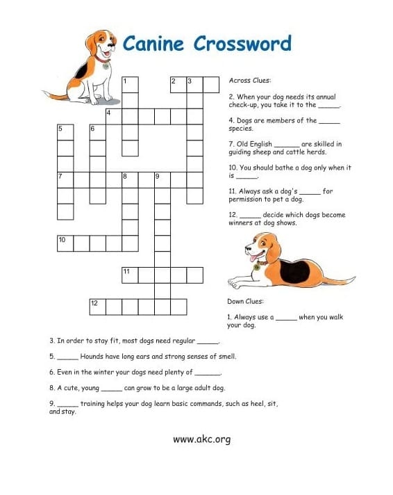 Printable Dog Crossword Puzzle For Kid Free Download And Print For You 