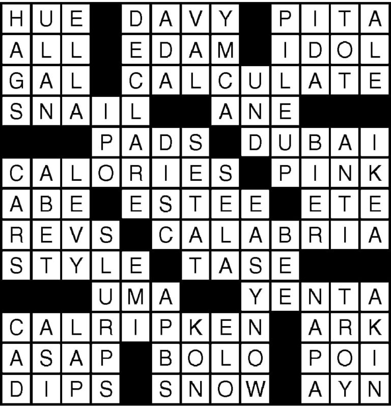 Printable Eugene Sheffer Crossword Puzzle Printable JD