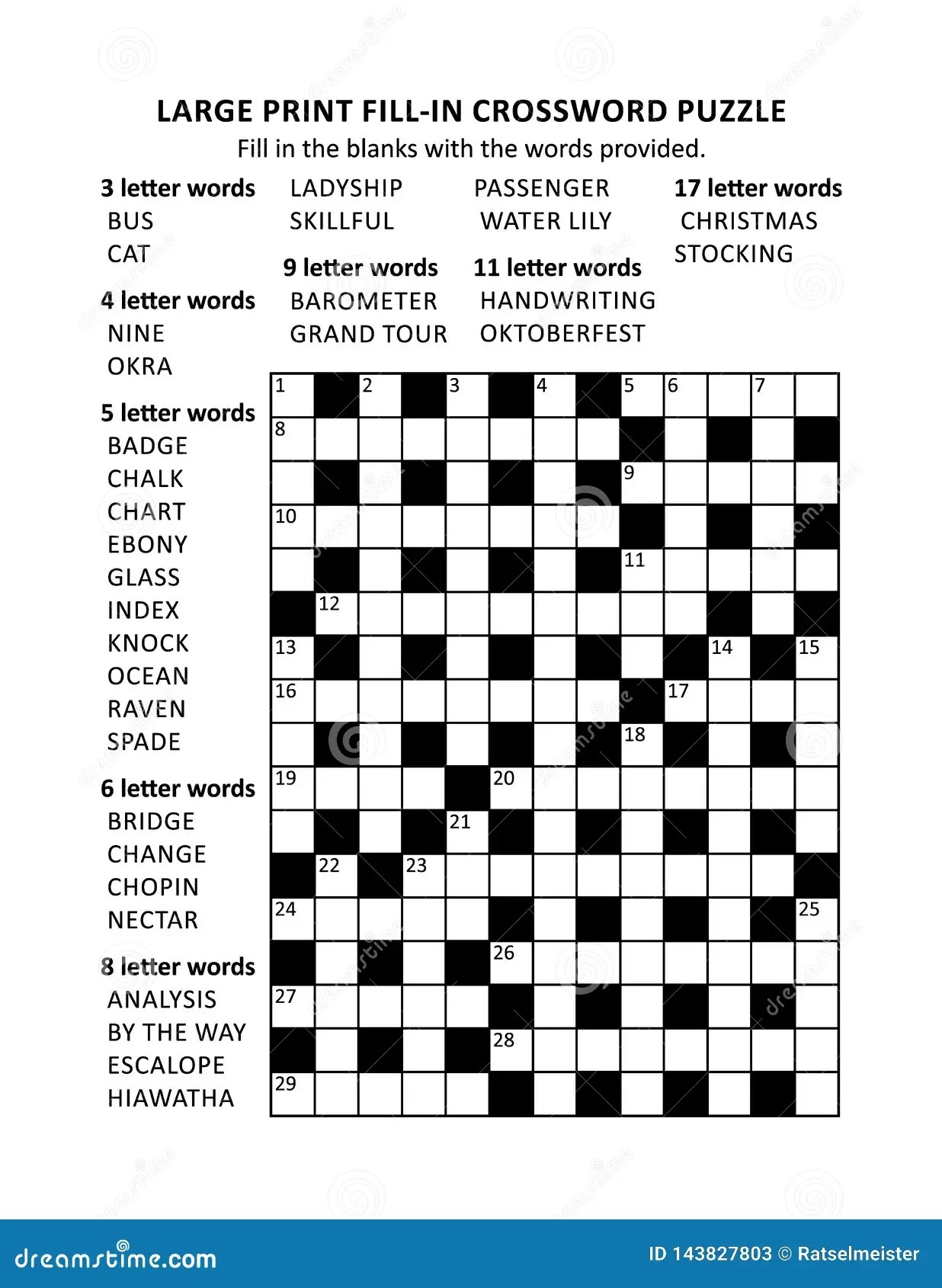 Printable Fill In Crossword Puzzles