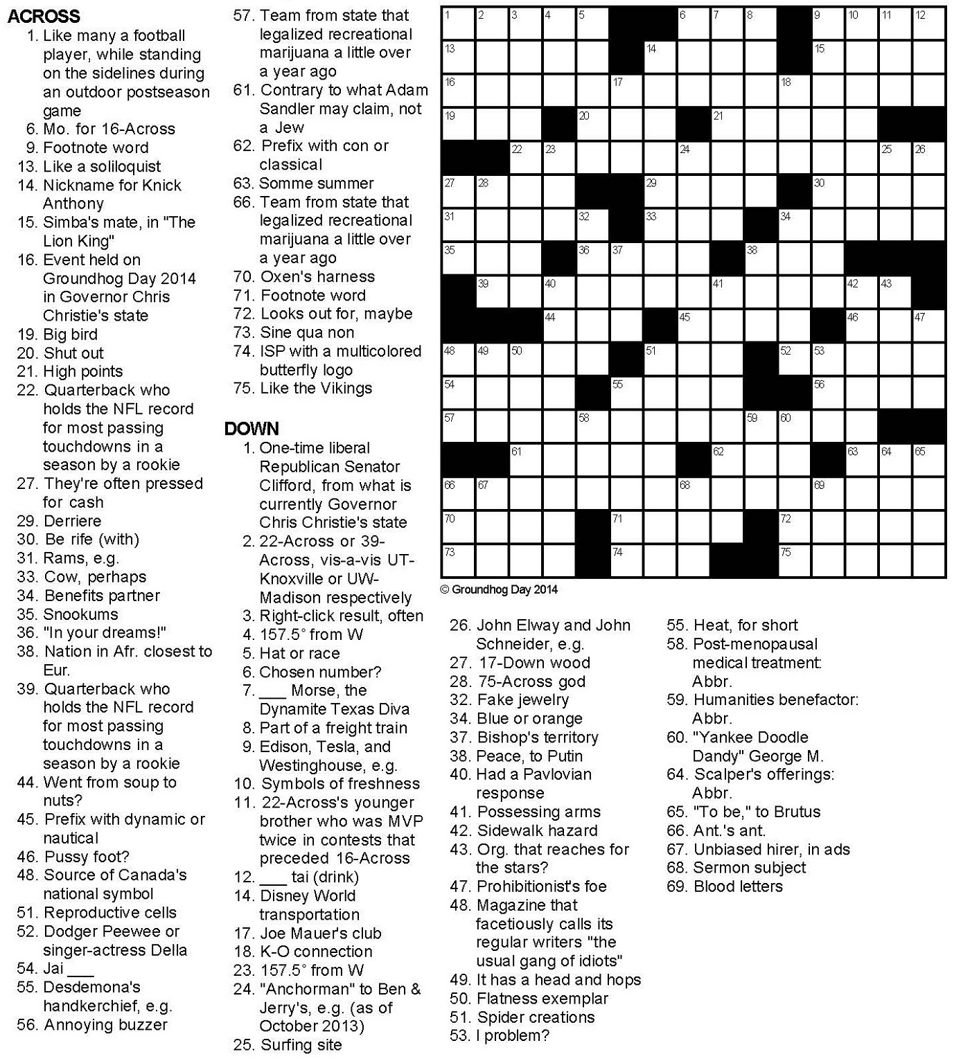 Printable Hard Crossword Puzzles