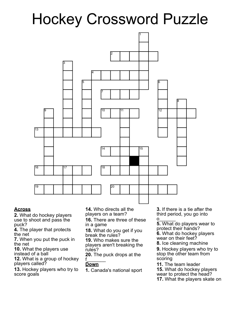 Printable Hockey Crossword Printable Crossword Puzzle Vrogue co