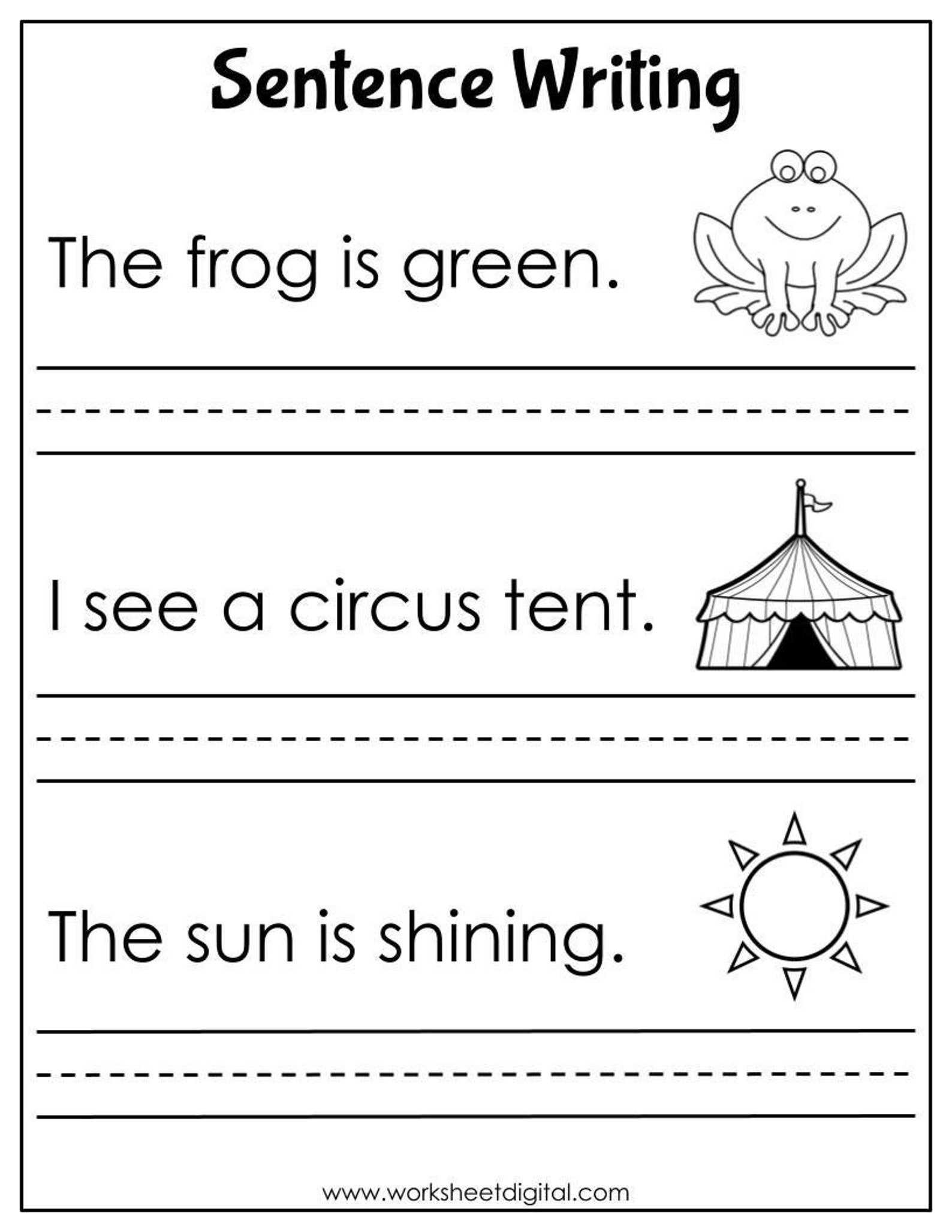 Printable Kindergarten Writing Sentences Worksheets Free Worksheets 