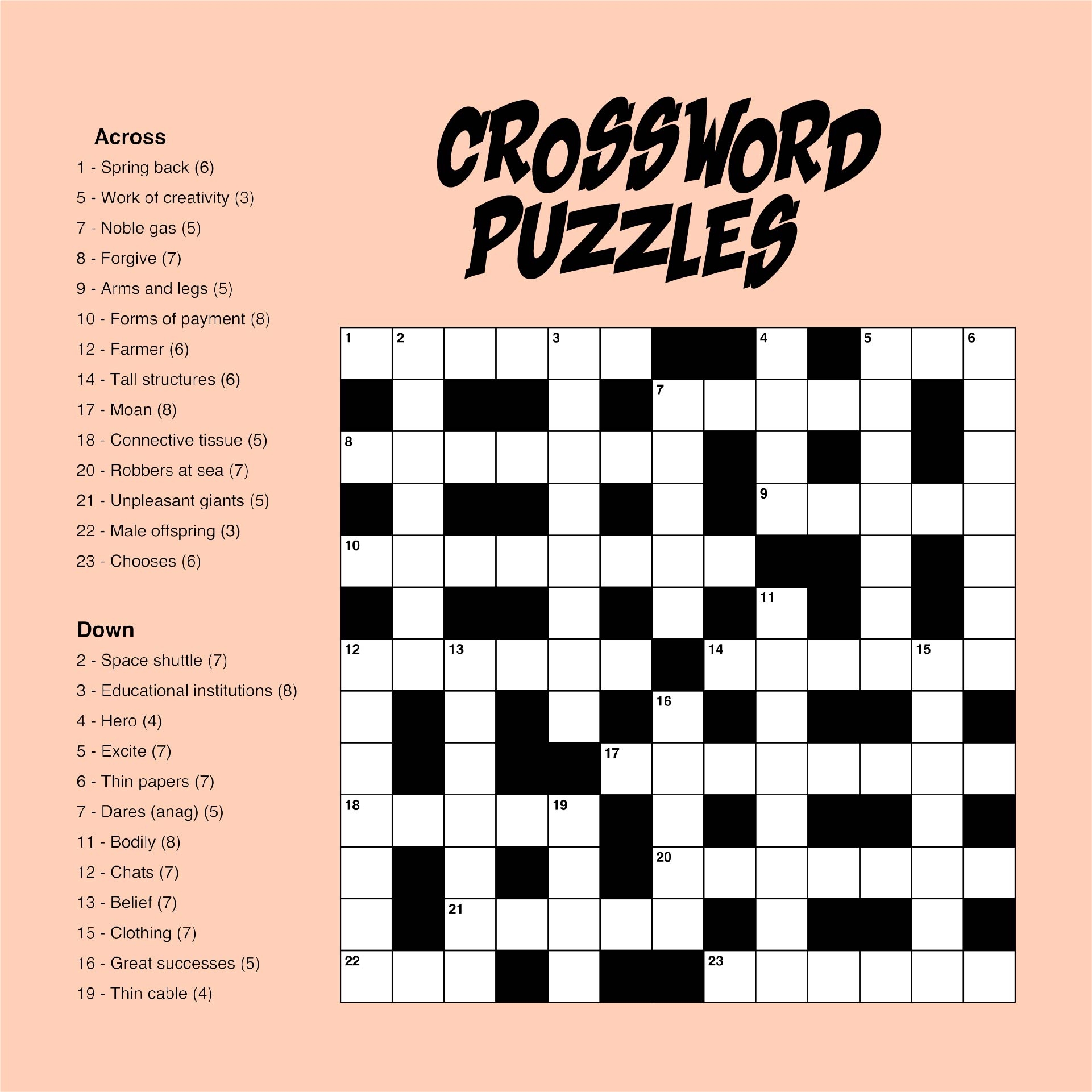 Printable Large Print Easy Crossword Puzzles Printable JD