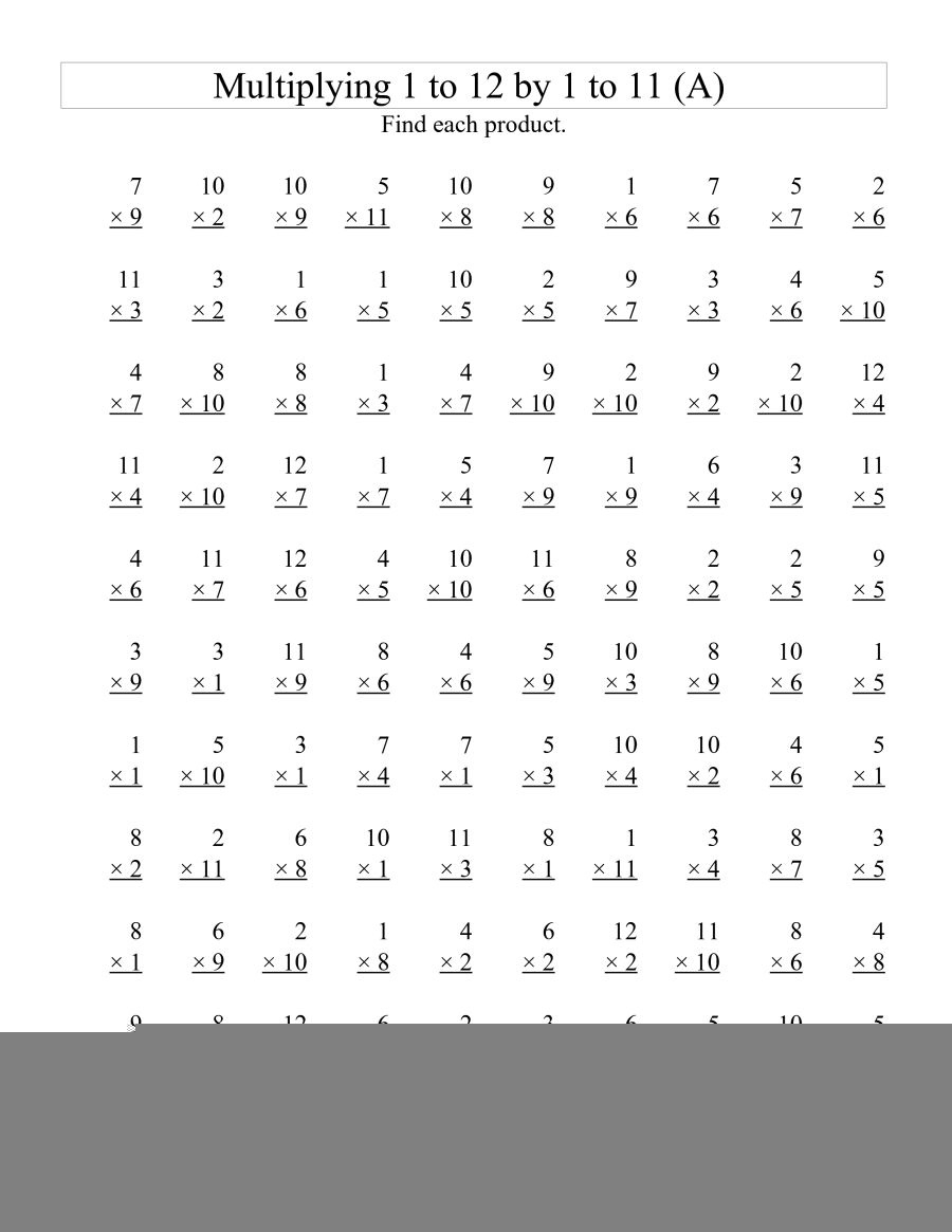Printable Multiplication Worksheets 1 12 Printable Worksheets