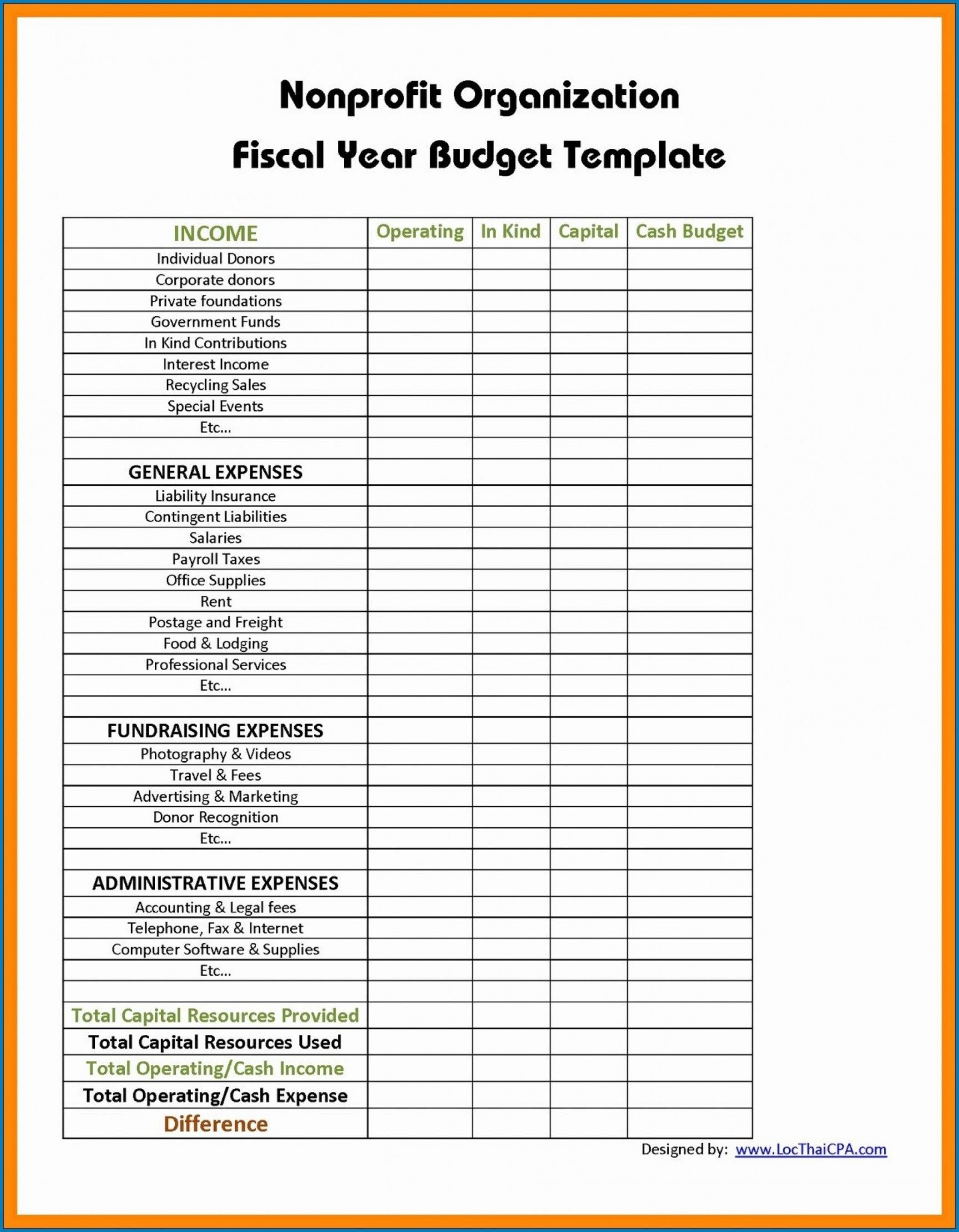 Printable Non Profit Budget Template Addictionary Nonprofit 
