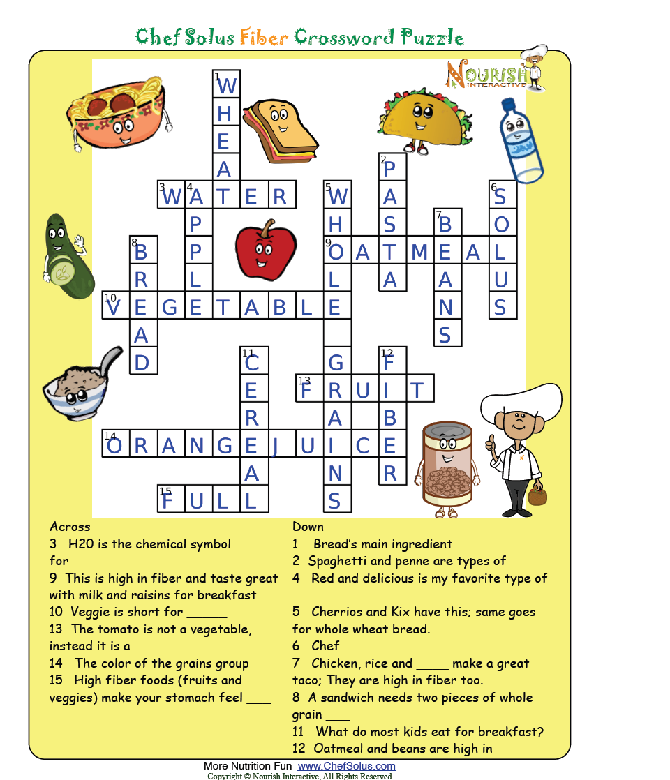 Printable Nutrition Crossword Puzzle Fruits And Veggies Artofit