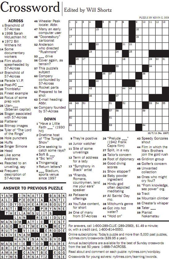 Printable Nyt Crossword Puzzles Free