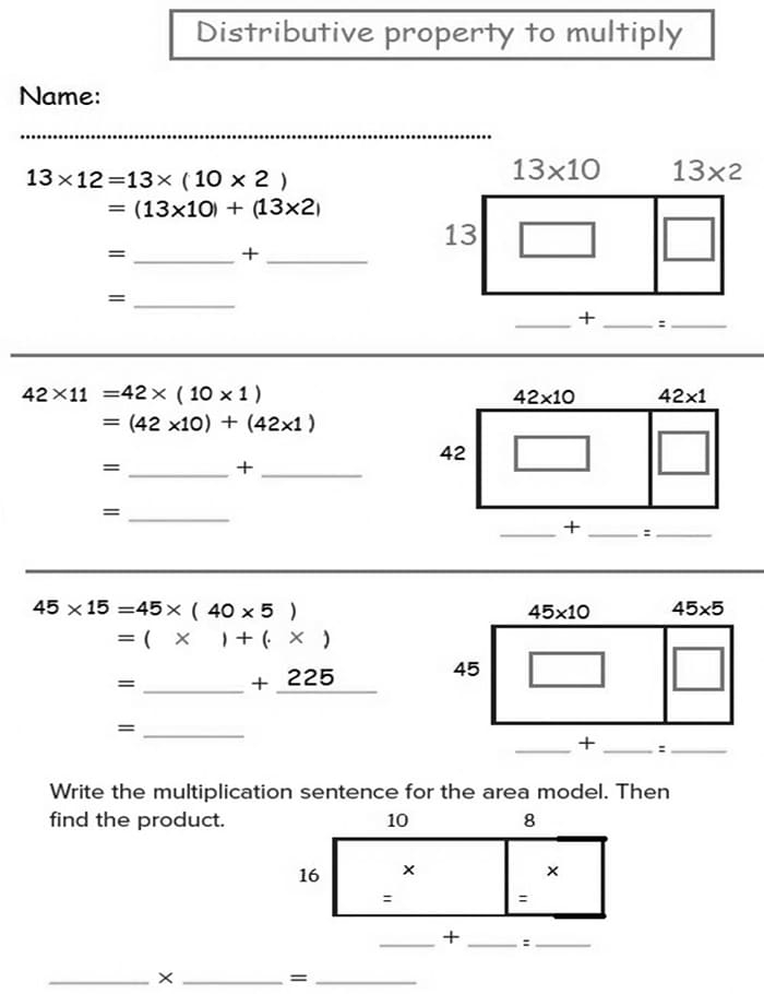 Printable Simple Distributive Property Worksheet Free Download And 