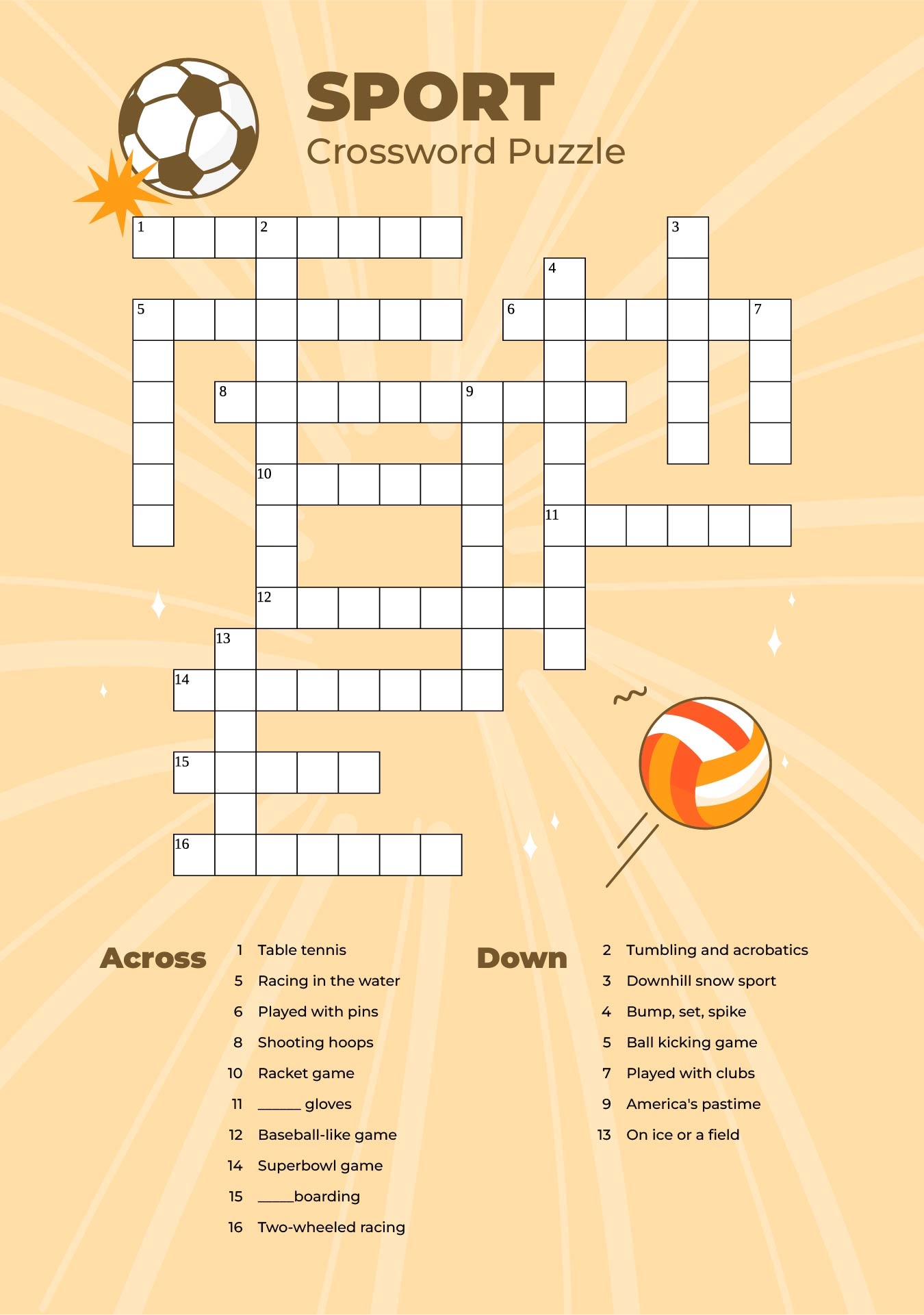 Printable Sports Crossword Puzzles