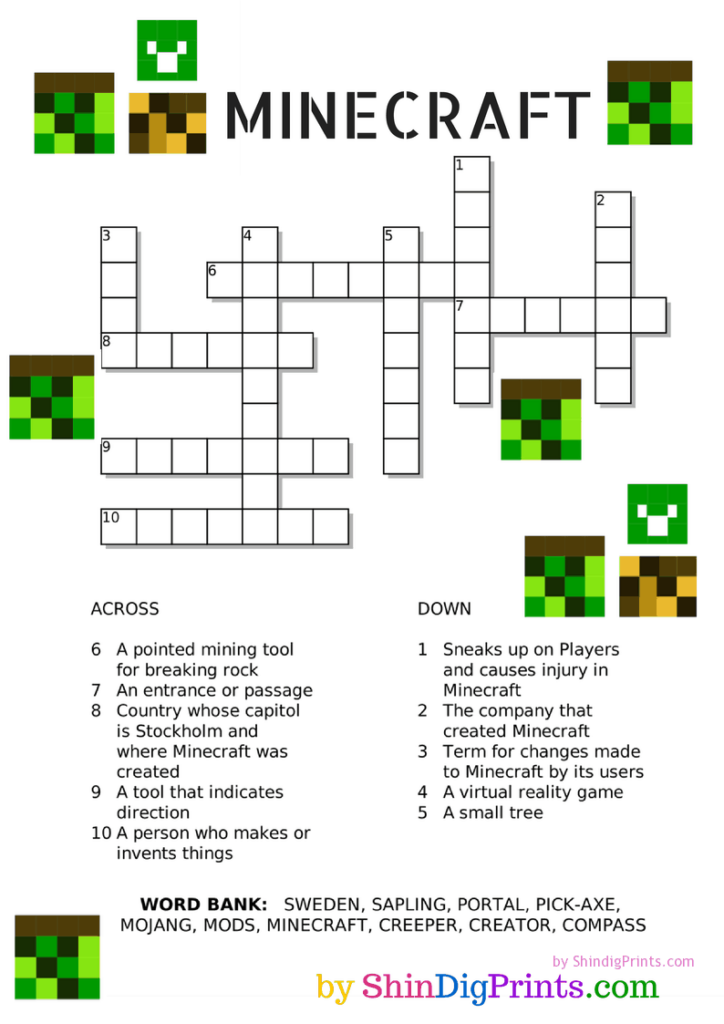 Printable Video Game Crossword Puzzles Free Crossword Puzzles Printable