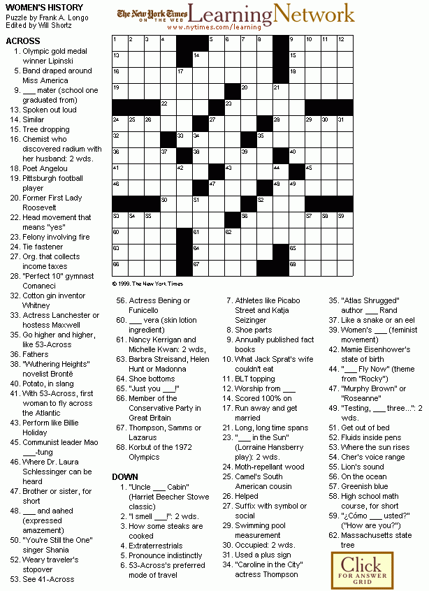 Printable Woman s World Crossword Puzzles Printable Crossword Puzzles 
