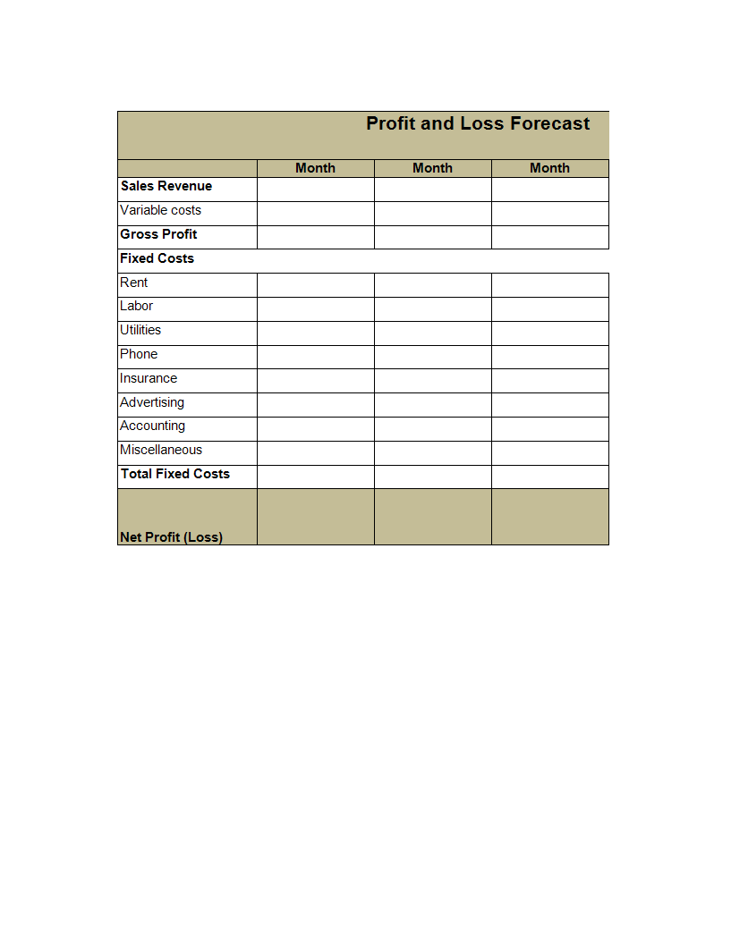 Profit Loss Sheet
