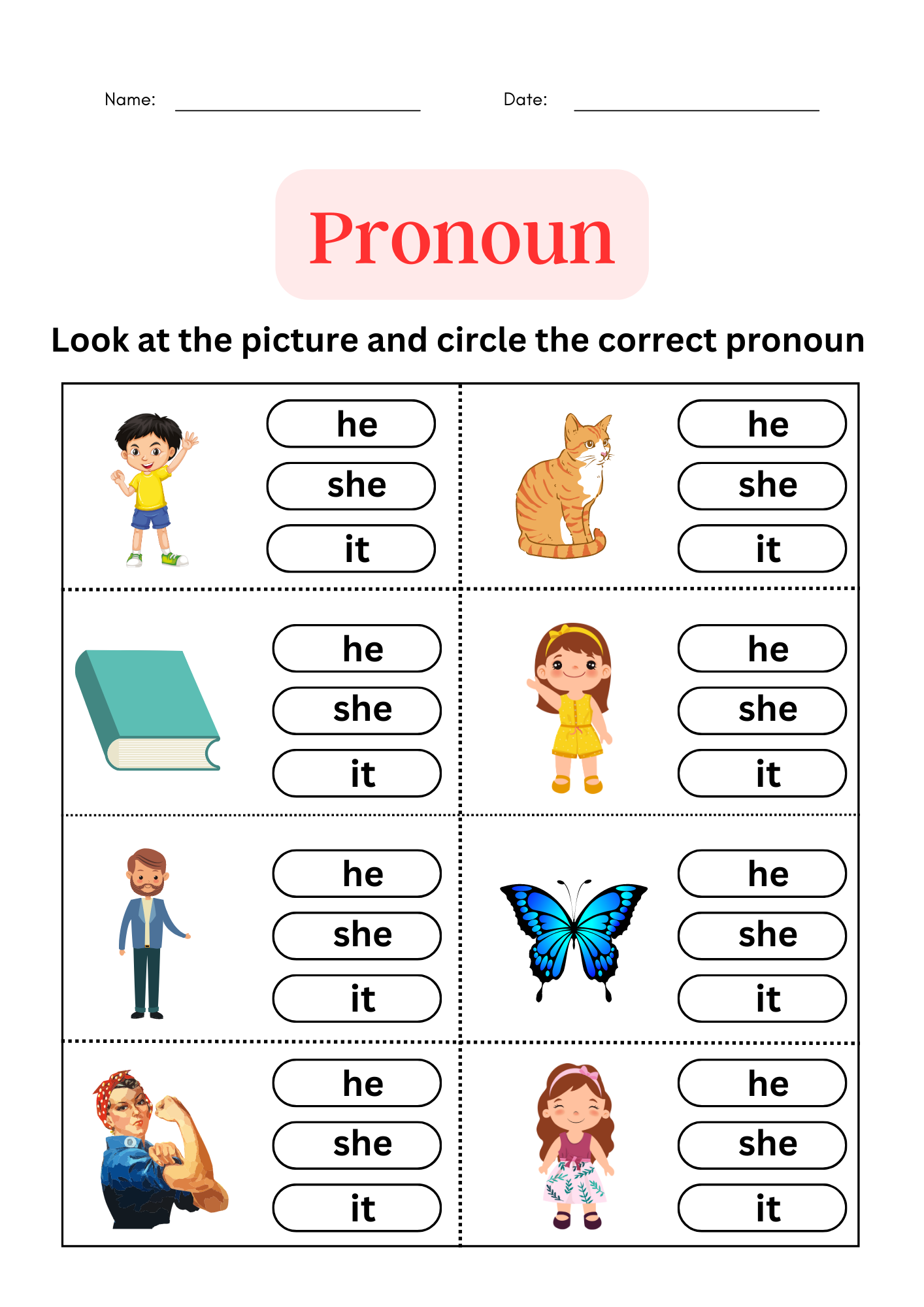 Pronoun Worksheets For Grade 1 2 3 Worksheets Library