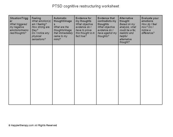 PTSD Cognitive Restructuring Worksheet HappierTHERAPY Worksheets 