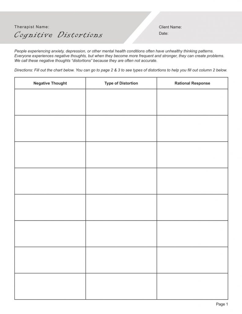 Quiz Worksheet Cognitive Restructuring Methods Study 