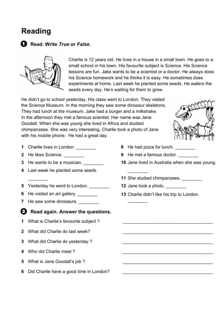 Reading Comprehension Worksheets For Grade 6 With Answers Reading 