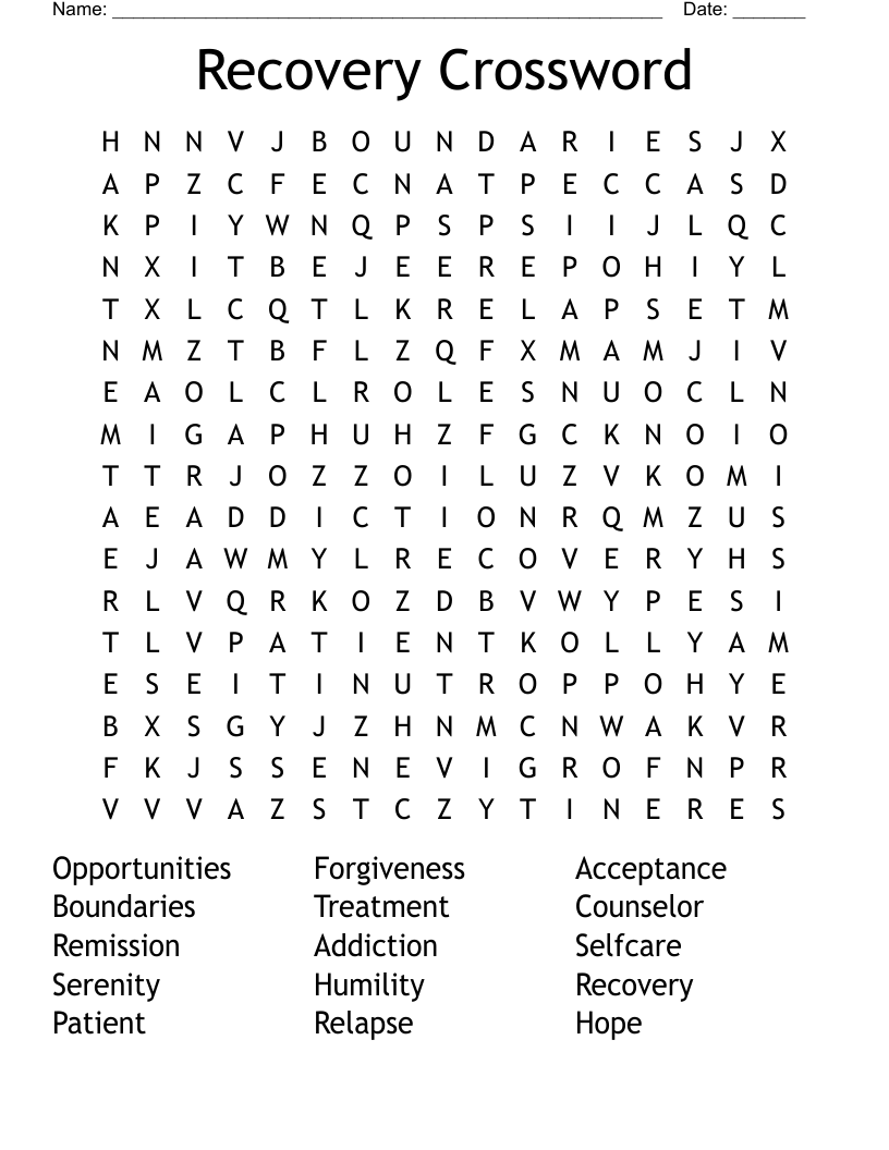 Recovery Crossword Puzzles Printable Printable Word S Vrogue co