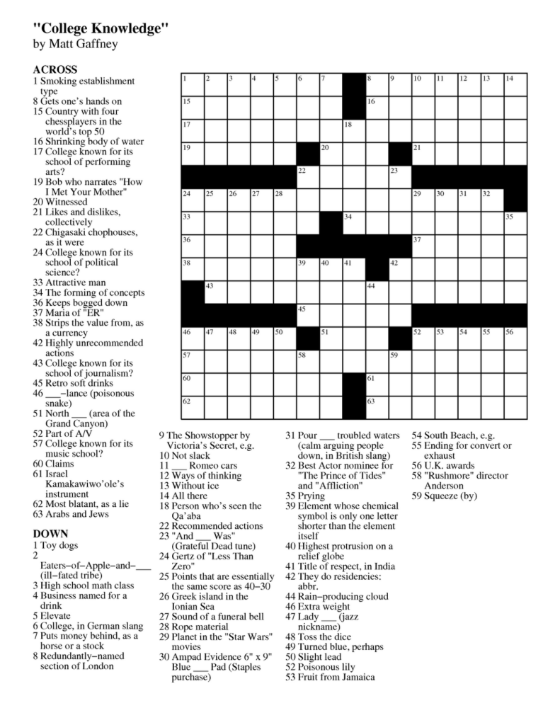 Refreshing Printable Chicago Tribune Crossword Roy Blog James 