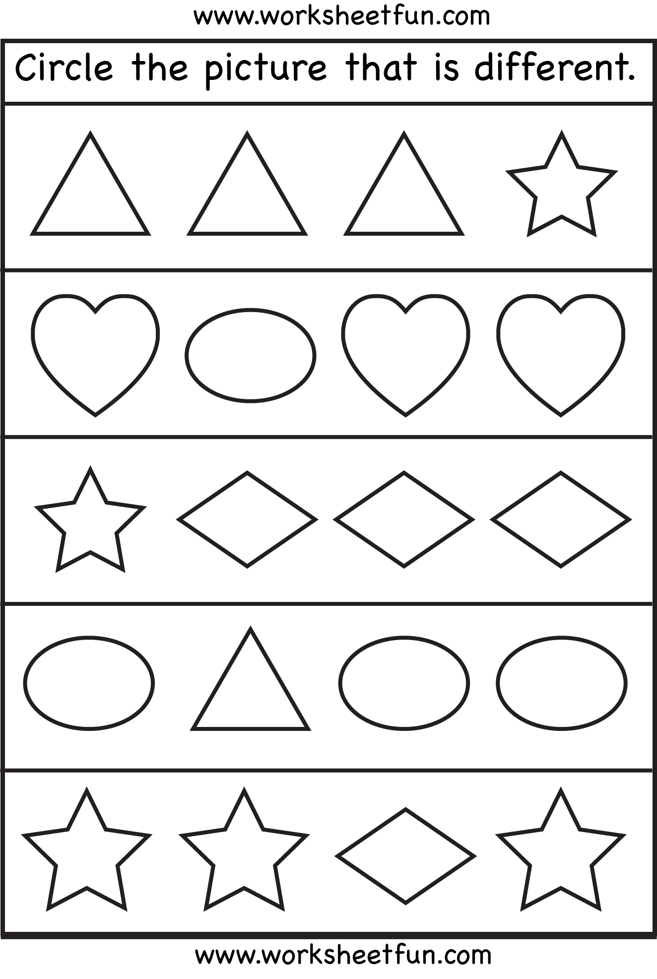 Same And Different Worksheets Preschool