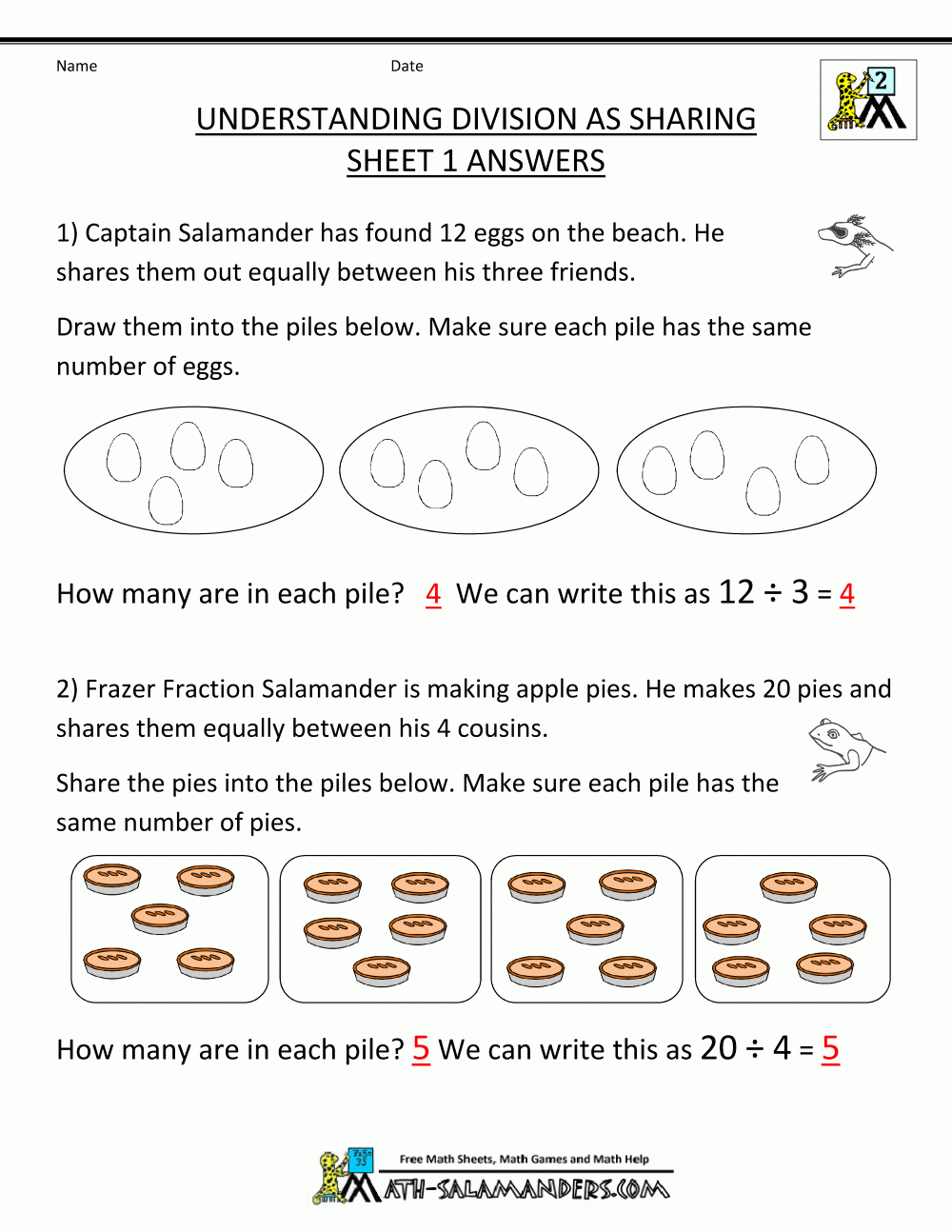 Second Grade Division Worksheets