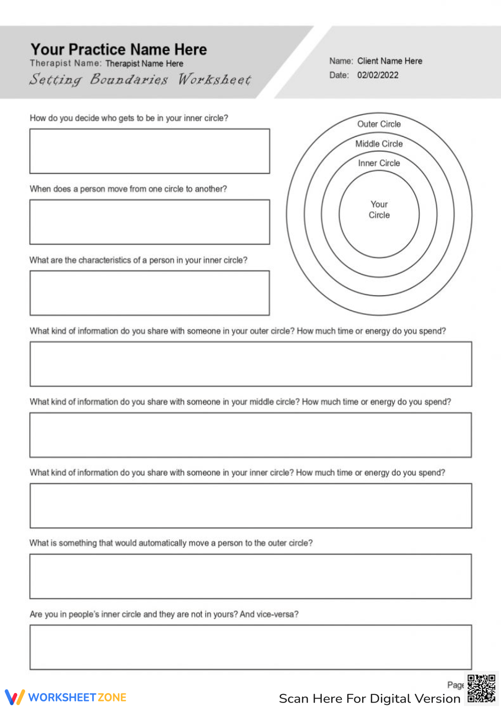 Setting Boundaries Worksheet Worksheet Worksheets Library