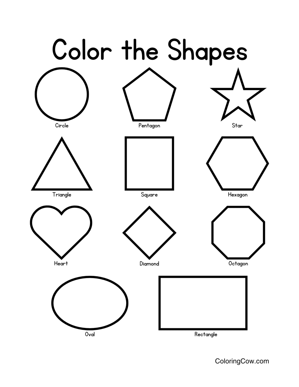 Shapes Coloring Pages Coloring Cow