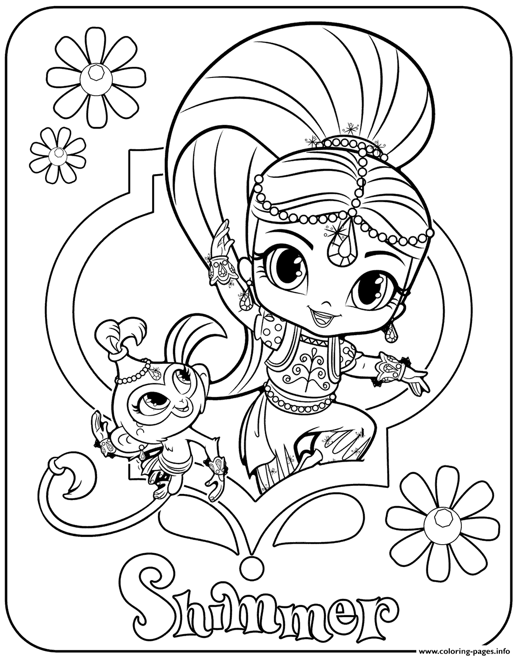 Shimmer And Shine Shimmer Coloring Page Printable