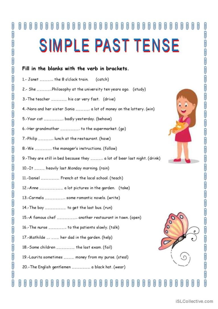 SIMPLE PAST TENSE English ESL Worksheets Pdf Doc Worksheets Library