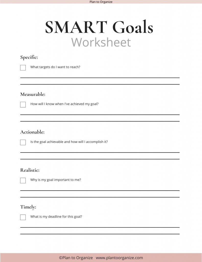 Smart Goals Worksheet Artofit