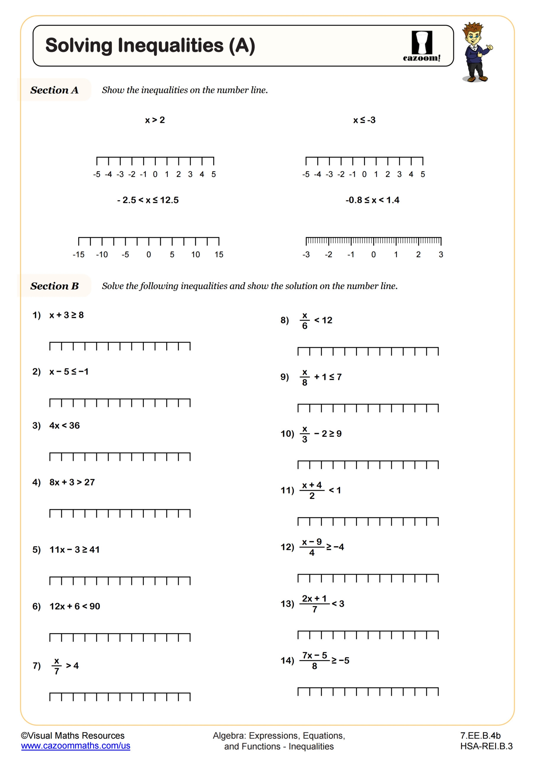 Solving And Graphing Inequalities Practice Worksheet By Algebra