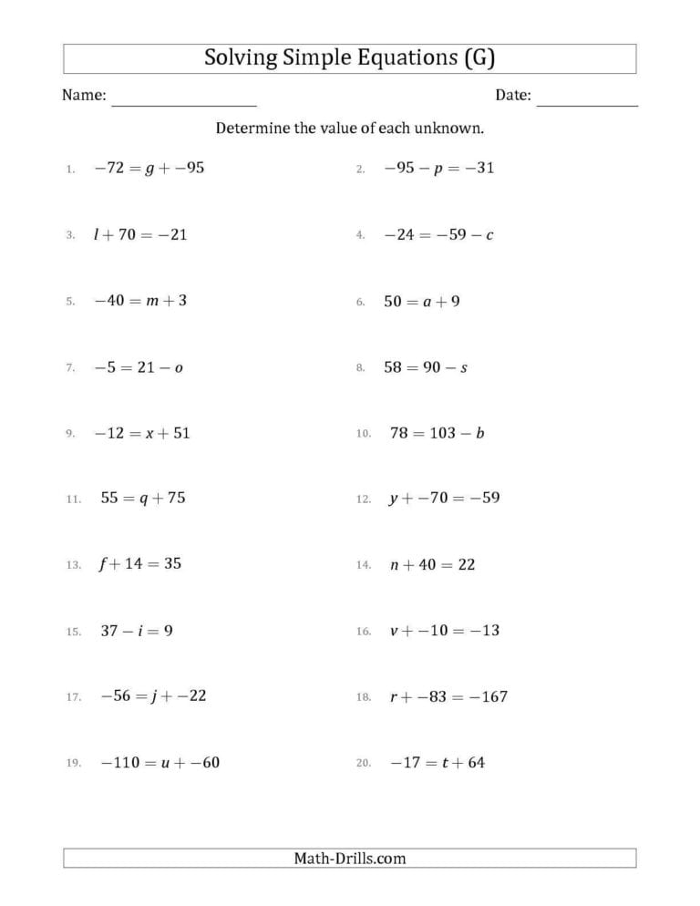 Solving Multi Step Equations Worksheet With Answers Equations Worksheets