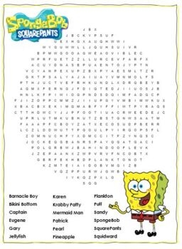 SpongeBob Crossword Puzzle And Word Search Combo TpT