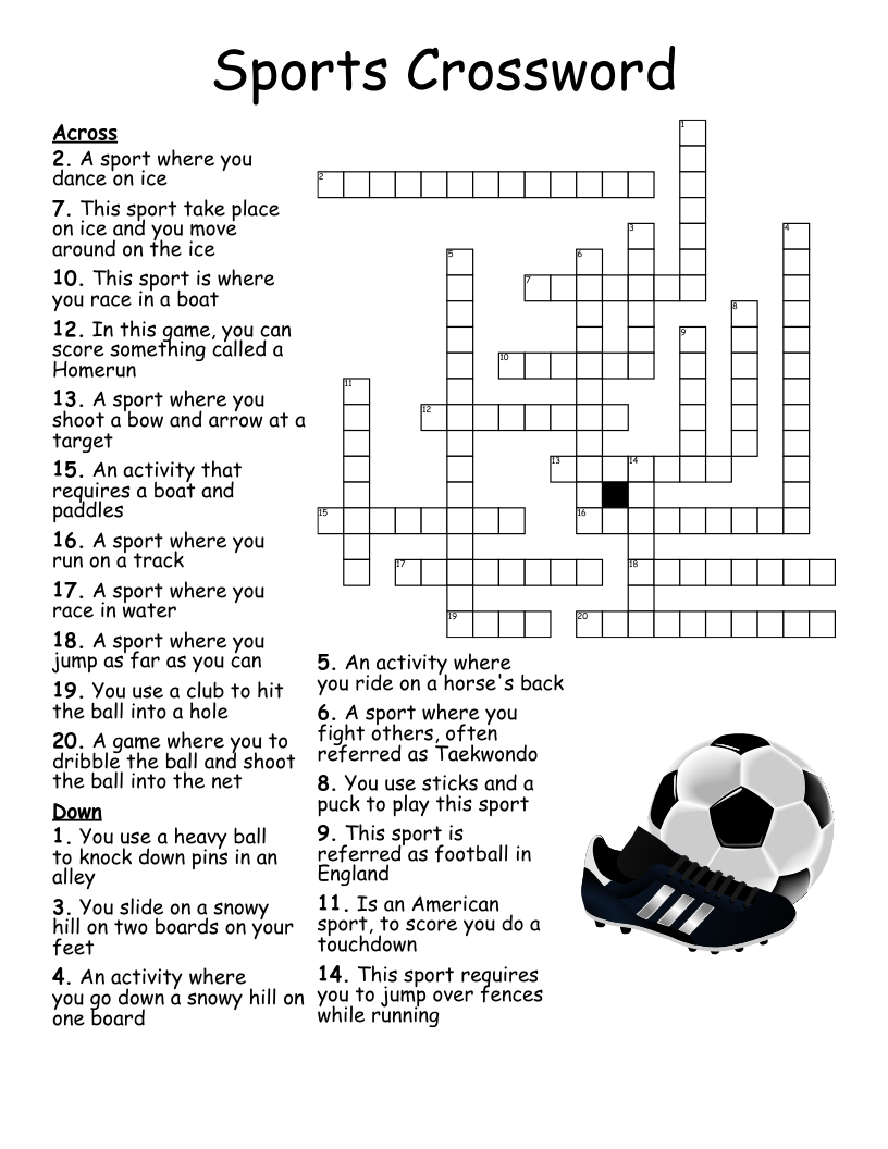 Sports Crossword Puzzles Printable Free Printable Templates