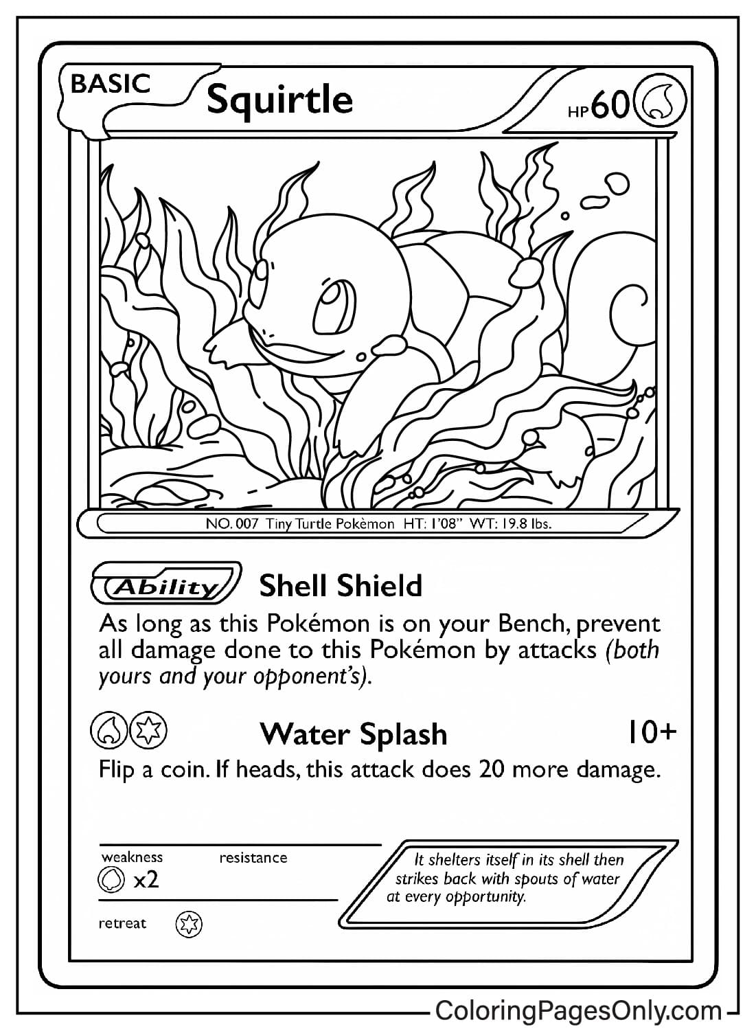 Squirtle Pokemon Card Coloring Page Free Printable Coloring Pages